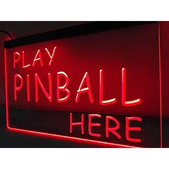 Play Pinball Here Hanging Neon Sign