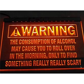 Alcohol Warning Hanging Neon Sign