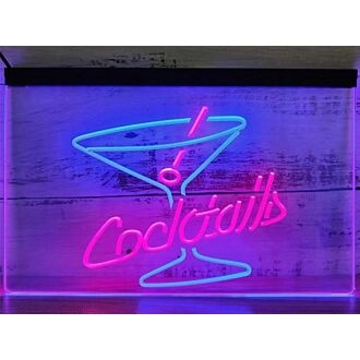 Cocktails Two Tone Hanging Neon Sign