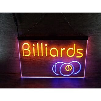 Billiards Two Tone Hanging Neon Sign