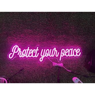 Brighten Your Sanctuary: Protect Your Peace Pink LED Neon Sign for Home Decor, Zen Spaces, and Relaxing Ambiances.