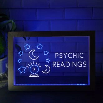 Psychic Readings Crystal Ball Frame Dual LED Neon Sign for Mystical and Whimsical Spaces