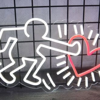 Radiant Glow Heart By Keith Haring Neon Sign for Artistic and Bold Spaces