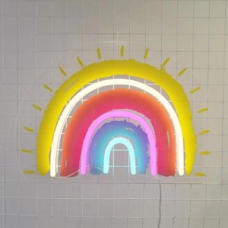 Rainbow Neon Sign brightens up kids' rooms with vibrant colors