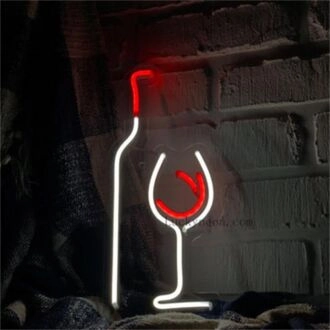 Elevate your space with Red Wine And Wine Glasses LED Neon Signs For Room - Perfect for Bar Ambience, Chic Weddings, and Cozy Home Decor.