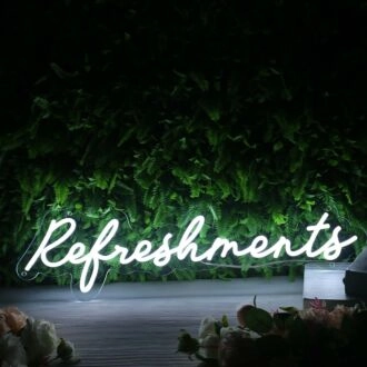 Refreshments White Neon Sign