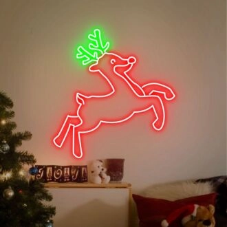 Bring the festive glow to your celebrations and spaces with Reindeer Led Neon Sign Home Neon Wall Art, perfect for Christmas Decor, office festivities, and holiday-themed bars.