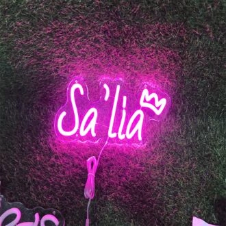 Light up Your Space in Style: Sa Lia With Crown Pink LED Neon Sign Perfect for Home Decor, Trendy Bars, and Unique Wedding Celebrations