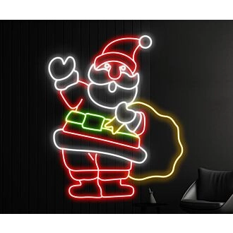 Santa Claus With Gift Bag Led Neon Sign