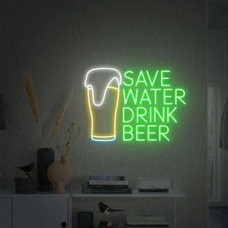 Brighten Your Bar, Wedding, or Party Ambiance with the Save Water Drink Tequila Neon Sign - Perfect for Home Decor and Office Celebrations.