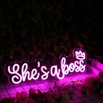 She's A Boss Purple Neon Sign