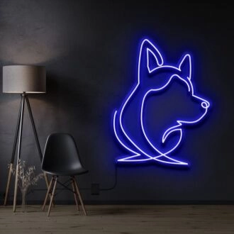 Siberian Husky Face Neon Sign for Dog Lovers and Pet Spaces