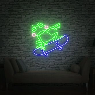 Brighten Your Skate Shop or Bedroom with Skateboard Frog- Led Neon Sign Custom Neon Neon Light - Perfect for Adding a Funky Touch to Any Space!