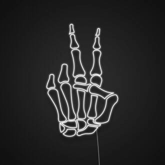 Skeleton Hand Peace Sign Neon Sign for Edgy and Unique Decor
