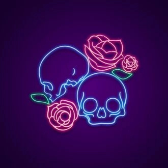 Skull With Roses Neon Sign Add an edgy touch to your decor
