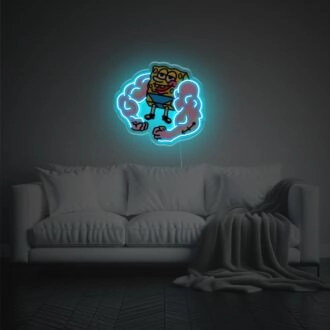 Brighten Up Your Bar, Kids' Room, or Birthday Bash with Spongebob With Super Strong Muscle Hand LED Neon Acrylic Artwork.