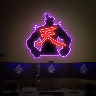 Level Up Your Game Room, Office, or Bar Ambiance with the Street Fighter Led UV Neon Sign Akuma With Printing Acrylic Backboard