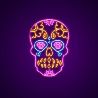 Sugar Skull Neon Sign for Festive and Whimsical Decor