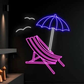 Summer Beach Chair Umbrella Led Neon Sign Beach Lover Neon Light