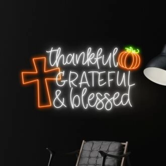 Thankful Grateful And Blessed Led Neon Sign