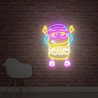 Brighten Up Your Child's Bedroom or Playroom with The Burger Kid Neon Sign Gift To Children Who Love Music - Perfect for Birthday Celebrations and Musical Themes.