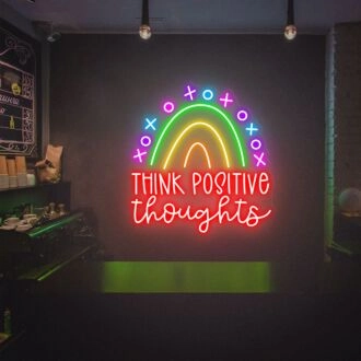 Brighten Up Your Space: From Home Offices to Parties, Let the Think Positive Thoughts Neon Wall Art Led Neon Sign Elevate Your Decor.