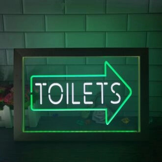 Toilets Arrow Dual LED Neon Sign for Functional and Fun Spaces