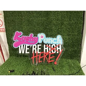 Brighten Your Bar, Office, or Home with the Vibrant Uv Sign Kushy Punch Logo LED Neon Sign - Perfect for Parties and Weddings.