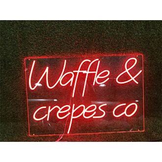 Brighten Your Breakfast Nook, Café, or Dessert Shop with the Waffle And Crepes Co LED Neon Sign.
