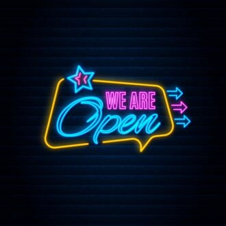We Are Open This Way Neon Sign for Businesses and Shops