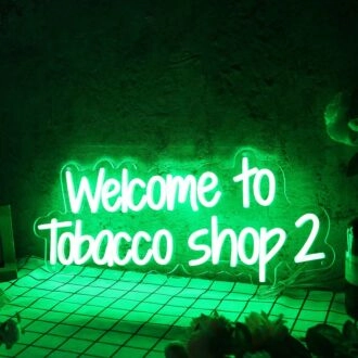 Welcome to Tobacco Shop 2 Green Neon Sign