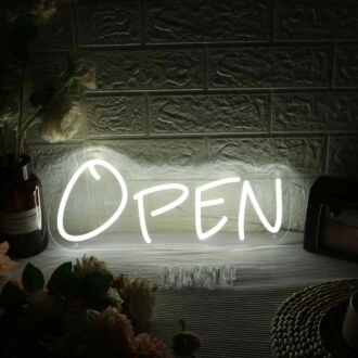 White Open Neon Sign