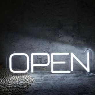 White Open Neon Sign for Businesses and Shops
