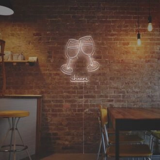 Brighten Up Your Celebrations and Spaces - Wine Cheers LED Neon Sign for Bars, Weddings, and Festive Home Décor.