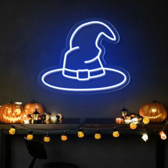 Brighten Up Your Home, Office, or Halloween Event with the Enchanting Wizard Magic Hat Neon Sign.