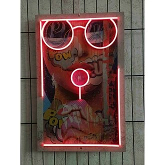 Brighten Up Your Bar, Party or Home Decor with the Vibrant Woman Pop Art Girl Lollipop LED UV Neon Sign.