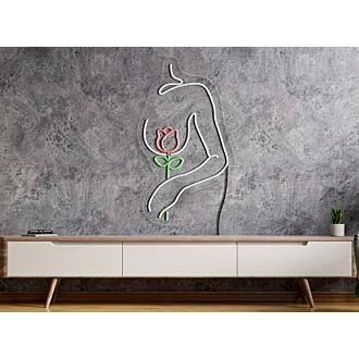 Enhance Your Space: Woman with Flower Neon Sign, Perfect for Bedroom, Home Decor, Bars, and Weddings