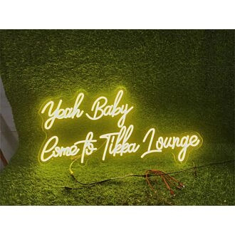 Brighten Your Wedding, Bar, or Office Ambiance with the Yeah Baby Custom LED Neon Sign.