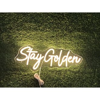 Brighten Up Your Space: Yellow Stay Golden LED Neon Sign for Home Decor, Bars, and Celebratory Events