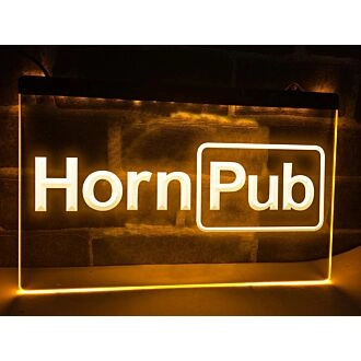 Horn Pub Bar Hanging Neon Sign
