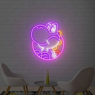 Brighten Up Your Space: Perfect for Home Decor, Office Ambiance, and Late-Night Parties with Yoshi Led Sign Wall Art Decor Glow In The Dark Wall Art.