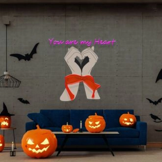 Brighten Your Space: You Are My Heart Led Uv Neon Sign Perfect for Romantic Home Decor, Wedding Backdrops, and Modern Office Ambiances.