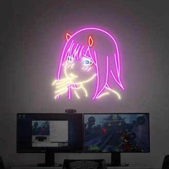 Brighten Up Your Space: Zero Two Led Neon Sign - Ideal for Anime Enthusiasts, Home Décor, Office Ambiance, Stores, Bars, and Memorable Weddings & Parties