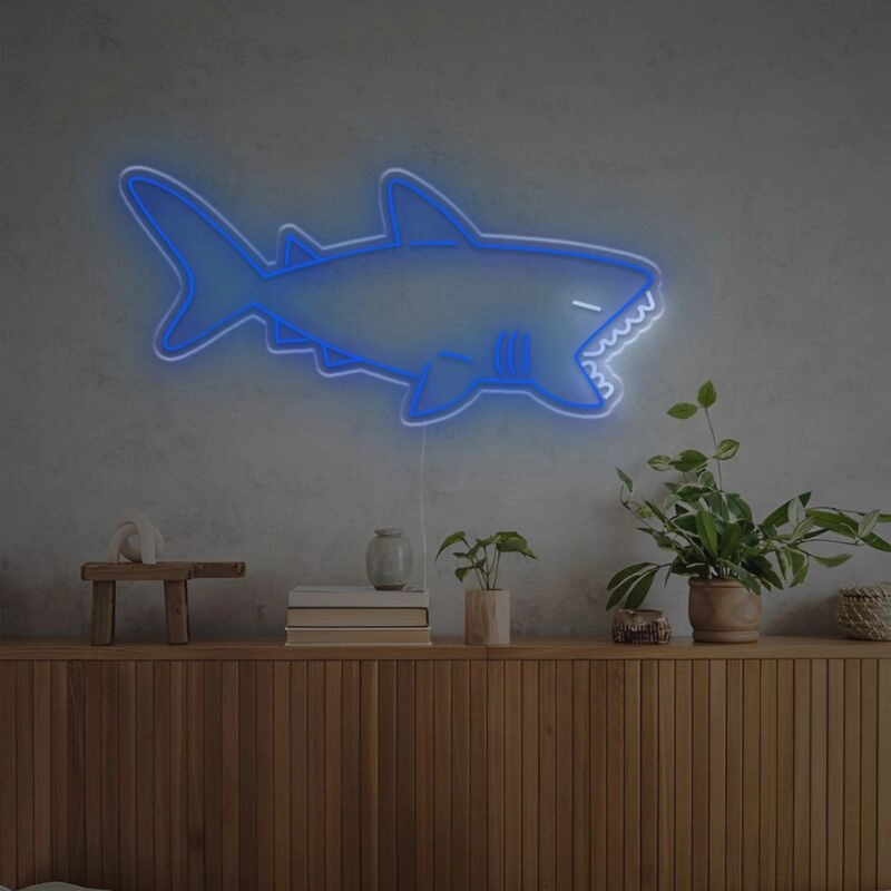 Shark Led Sign Fierce Big White Shark LED Neon Sign