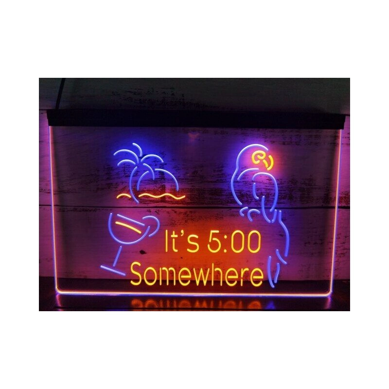 It's 5 o'clock Somewhere Parrot Neon Signs Light