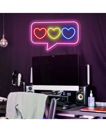 Add a Romantic Touch to Your Bedroom, Wedding, or Anniversary Celebration with Speech Bubble Hearts LED Neon Sign.