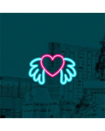 Brighten Your Wedding, Bar, and Romantic Evenings with the Winged Heart LED Neon Sign.