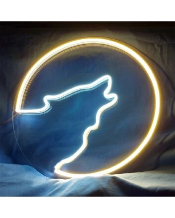 Light Up Your Nights with Wolf On The Moon LED Neon Sign, Perfect for Bars, Bedrooms, and Themed Events.