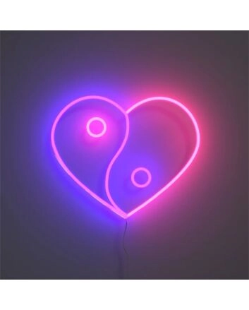 Bring Harmony to Your Space: Yin and Yang Heart LED Neon Sign Perfect for Home Decor, Yoga Studios, and Relaxing Evenings.