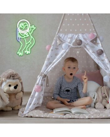 Bring a Cosmic Touch to Your Space: Astronaut Frog Neon Sign for Home, Office, and Party Ambiance